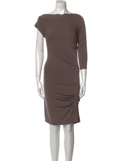 Pre-owned Tank Air Bateau Neckline Knee-length Dress In Brown