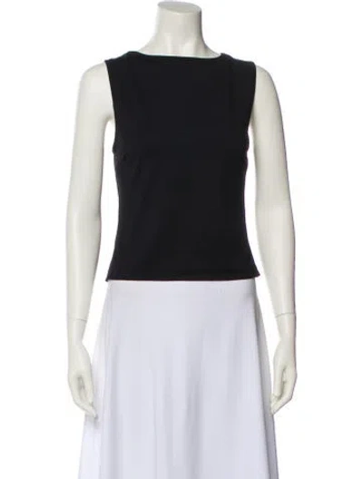 Pre-owned Tank Air Bateau Neckline Sleeveless Crop Top In Black