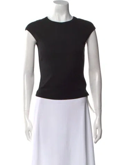 Pre-owned Tank Air Crew Neck Short Sleeve Crop Top In Black