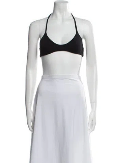 Pre-owned Tank Air Halterneck Sleeveless Crop Top In Black