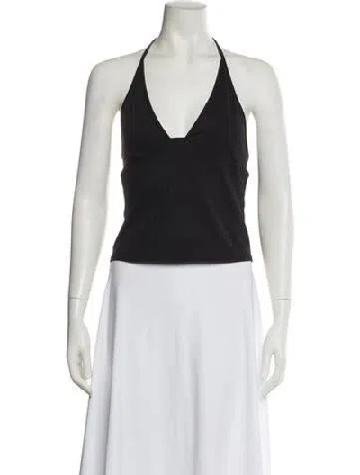 Pre-owned Tank Air Halterneck Sleeveless Crop Top In Black
