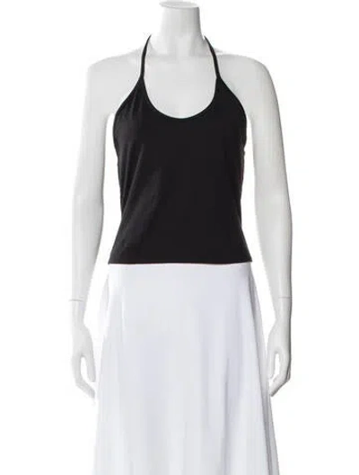 Pre-owned Tank Air Halterneck Sleeveless Top In Black