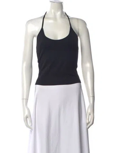 Pre-owned Tank Air Halterneck Sleeveless Top In Black