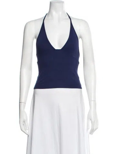 Pre-owned Tank Air Halterneck Sleeveless Top In Black