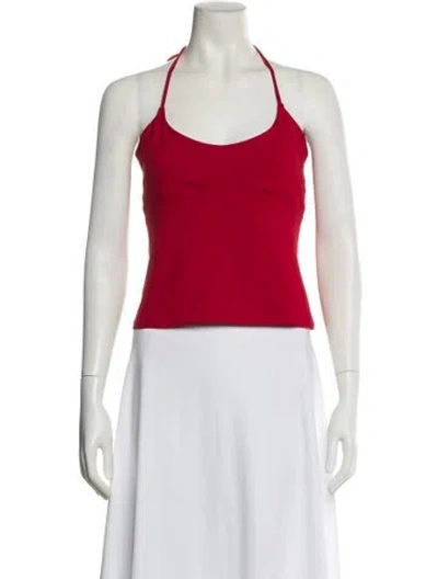 Pre-owned Tank Air Halterneck Sleeveless Top In Red