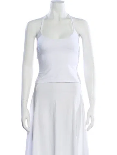 Pre-owned Tank Air Halterneck Sleeveless Top In White