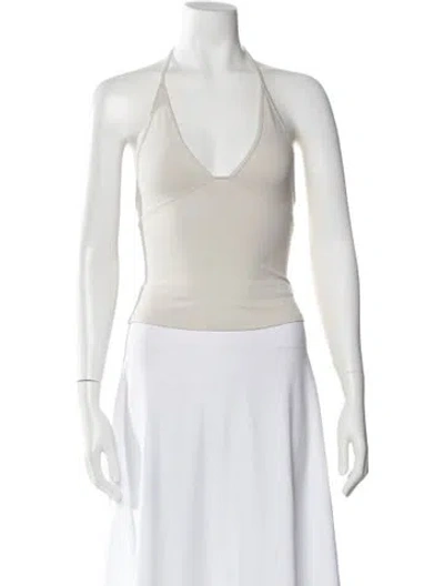 Pre-owned Tank Air Halterneck Sleeveless Top In White