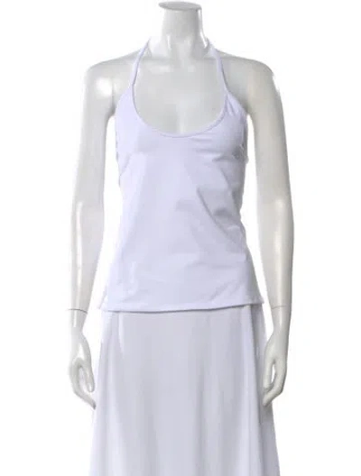 Pre-owned Tank Air Halterneck Sleeveless Top In White