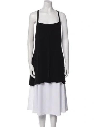 Pre-owned Tank Air Linen Square Neckline Tunic In Black