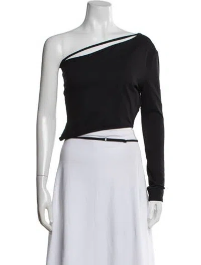 Pre-owned Tank Air One-shoulder Long Sleeve Top In Black