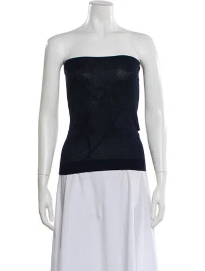 Pre-owned Tank Air Patterned Strapless Tank Top In Black