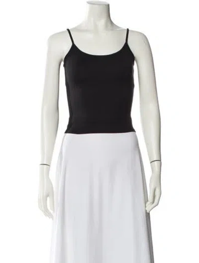 Pre-owned Tank Air Scoop Neck Sleeveless Crop Top In Black