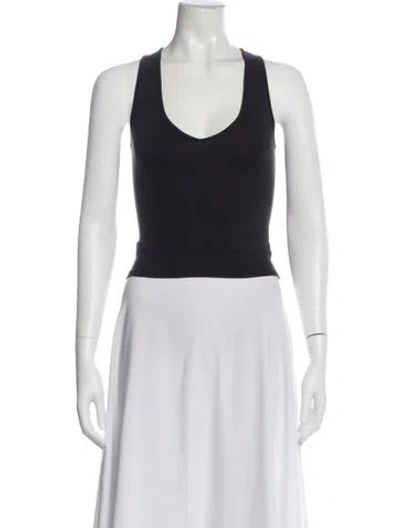Pre-owned Tank Air Scoop Neck Sleeveless Top In Black