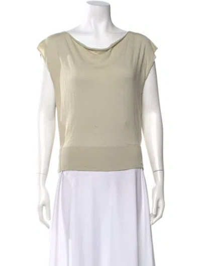 Pre-owned Tank Air Scoop Neck Sleeveless Top In Green
