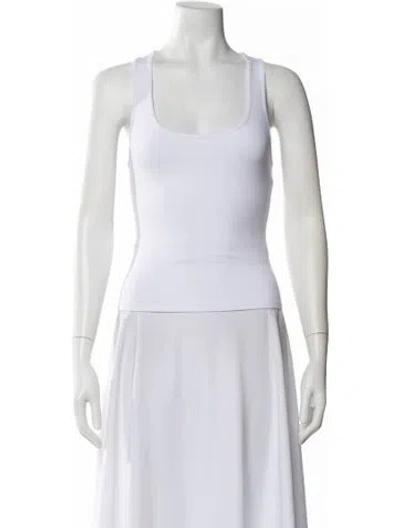 Pre-owned Tank Air Scoop Neck Sleeveless Top In White