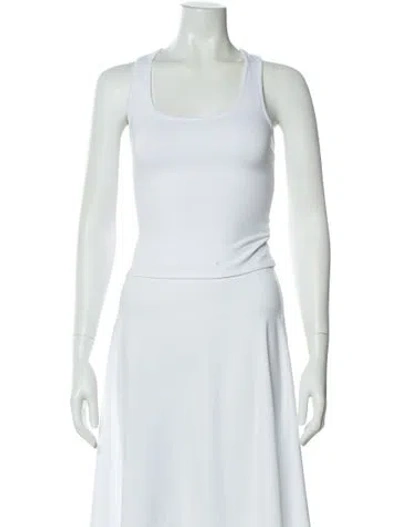 Pre-owned Tank Air Scoop Neck Sleeveless Top In White