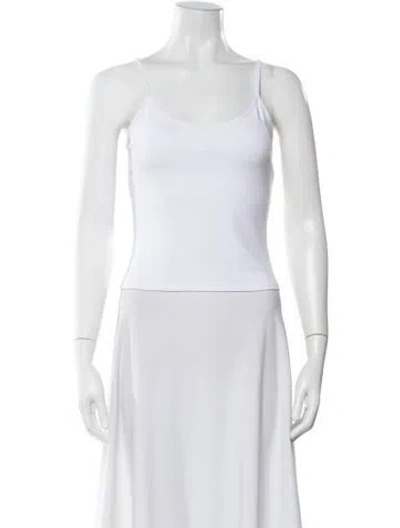 Pre-owned Tank Air Scoop Neck Sleeveless Top In White