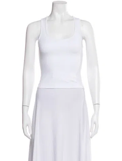 Pre-owned Tank Air Scoop Neck Sleeveless Top In White