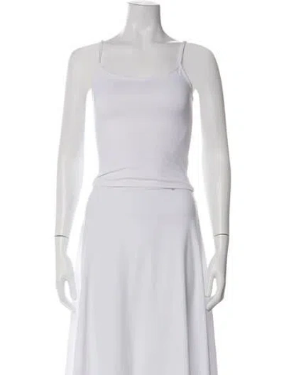 Pre-owned Tank Air Scoop Neck Sleeveless Top In White