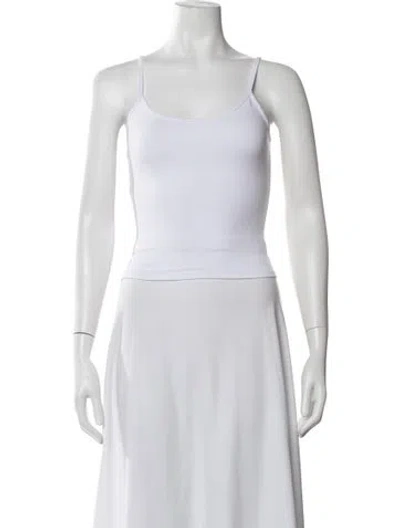 Pre-owned Tank Air Scoop Neck Sleeveless Top In White