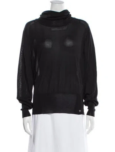 Pre-owned Tank Air Silk Turtleneck Sweater In Black