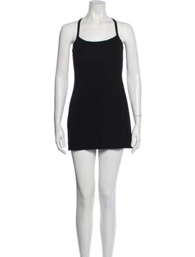 Pre-owned Tank Air Square Neckline Mini Dress In Black