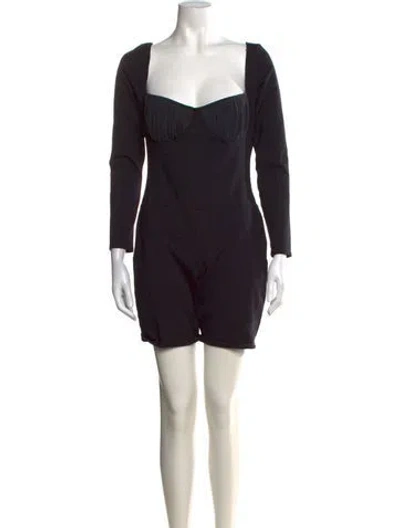 Pre-owned Tank Air Square Neckline Romper In Black