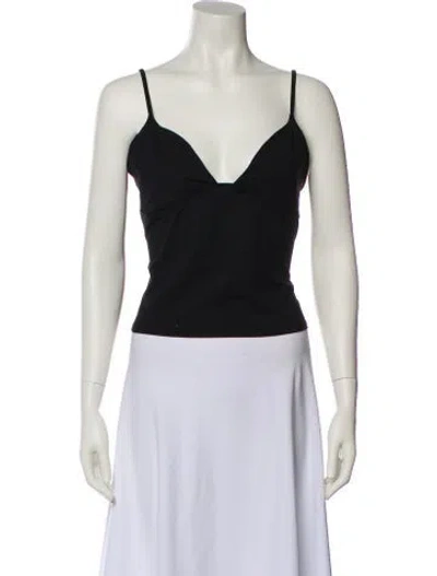 Pre-owned Tank Air V-neck Sleeveless Crop Top In Black