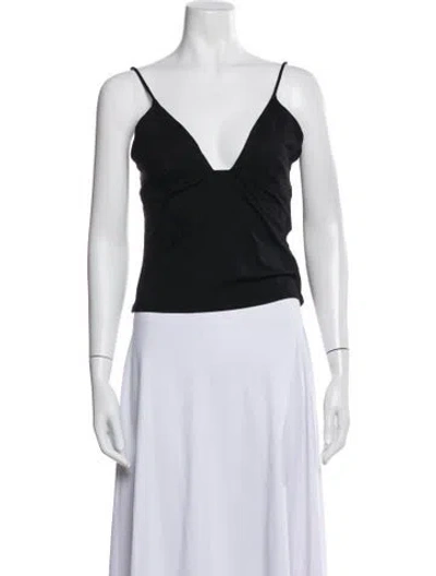 Pre-owned Tank Air V-neck Sleeveless Top In Black