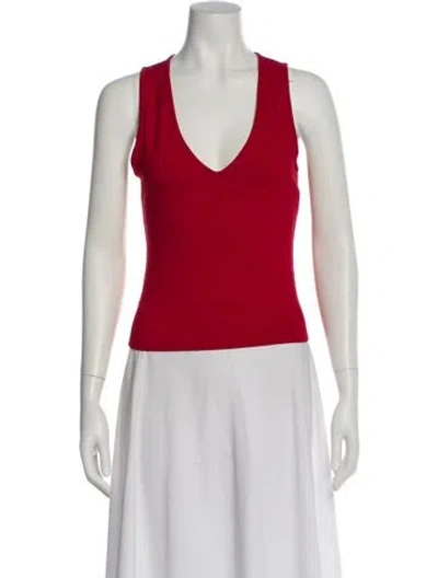 Pre-owned Tank Air V-neck Sleeveless Top In Red