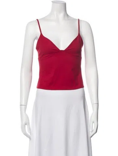Pre-owned Tank Air V-neck Sleeveless Top In Red