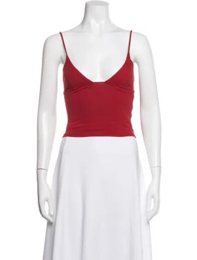 Pre-owned Tank Air V-neck Sleeveless Top In Red