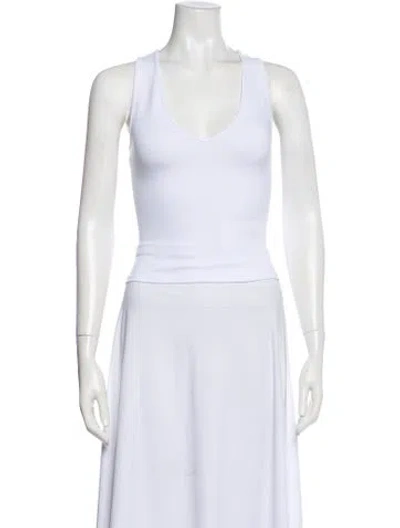 Pre-owned Tank Air V-neck Sleeveless Top In White