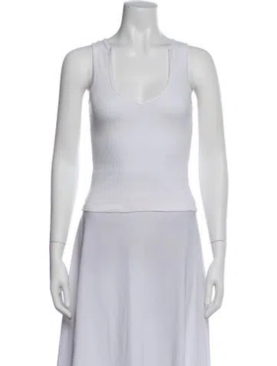Pre-owned Tank Air V-neck Sleeveless Top In White