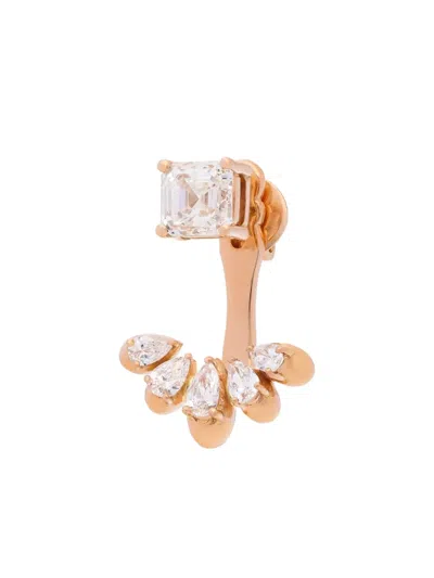 Tanka & Baroque 18k Rose Gold Asscher Pear Earring In Pink