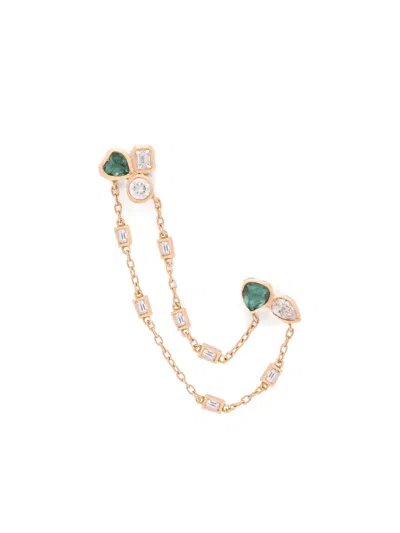 Tanka & Baroque 18k Rose Gold Diamond And Sapphire Earring In Pink