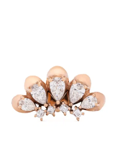 Tanka & Baroque 18k Rose Gold Larmes Asscher Pear Diamond Earring In Pink