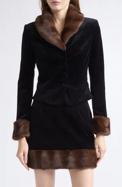 Tanner Fletcher Antoinette Faux Fur Collar Jacket In Black