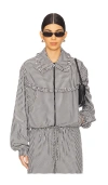 Tanner Fletcher Archie Ruffle Trim Track Jacket In Black Gingham