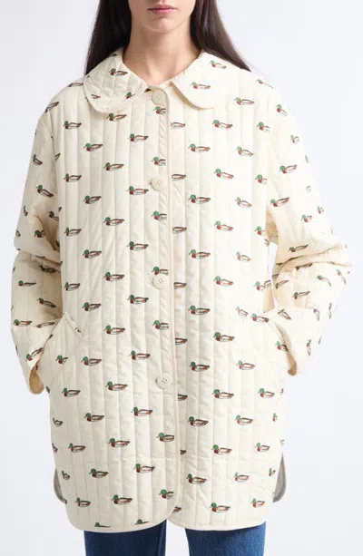 Tanner Fletcher Arnie Mallard Print Quilted Jacket In Neutral