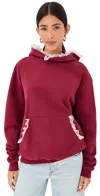 Tanner Fletcher Becky Lace Trim Hoodie Burgundy In Multi