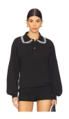 Tanner Fletcher Cletus Lace Trim Long Sleeve Polo In Black