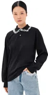 Tanner Fletcher Cletus Lace Trim Long Sleeve Polo In Black