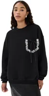 Tanner Fletcher Collins Bow Pocket Sweatshirt Black In Black
