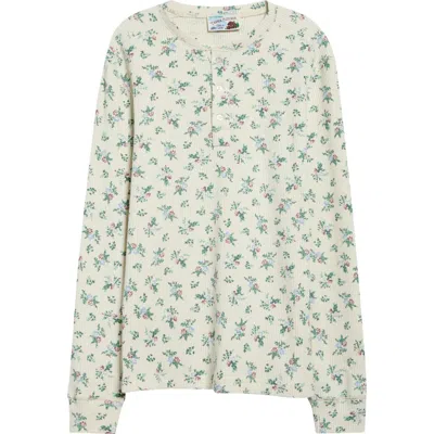 Tanner Fletcher Danbury Floral Waffle Stitch Henley In Green