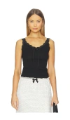 Tanner Fletcher Flo Lace Trim Tank Top In Black