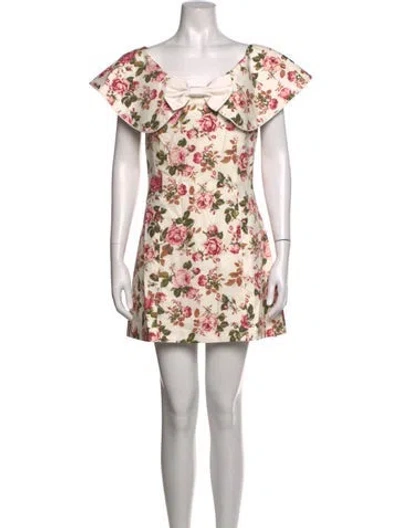 Pre-owned Tanner Fletcher Floral Print Mini Dress In Multicolor