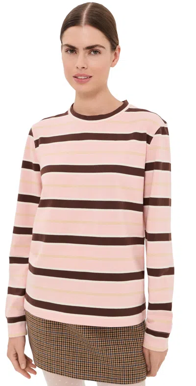 Tanner Fletcher Flynn Stripe Long Sleeve Cotton T-shirt In Pink