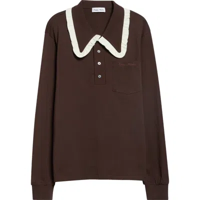 Tanner Fletcher Frank Ruffle Collar Top In Brown