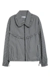 Tanner Fletcher Archie Ruffle Trim Track Jacket In Black Gingham